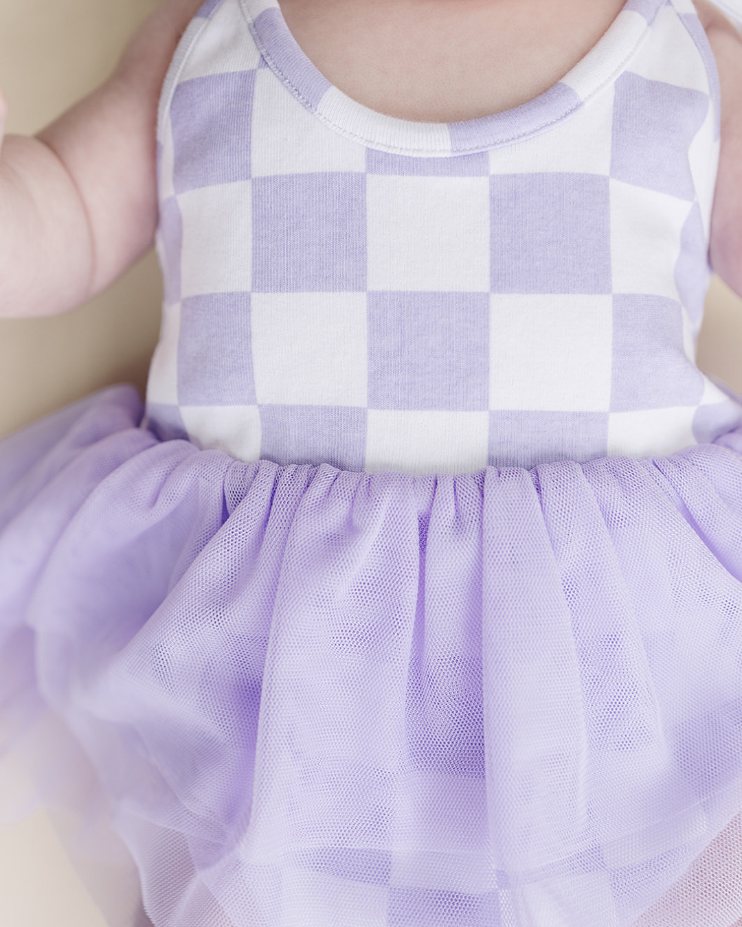 Tutu Romper | Checkered Lavender: 18-24M