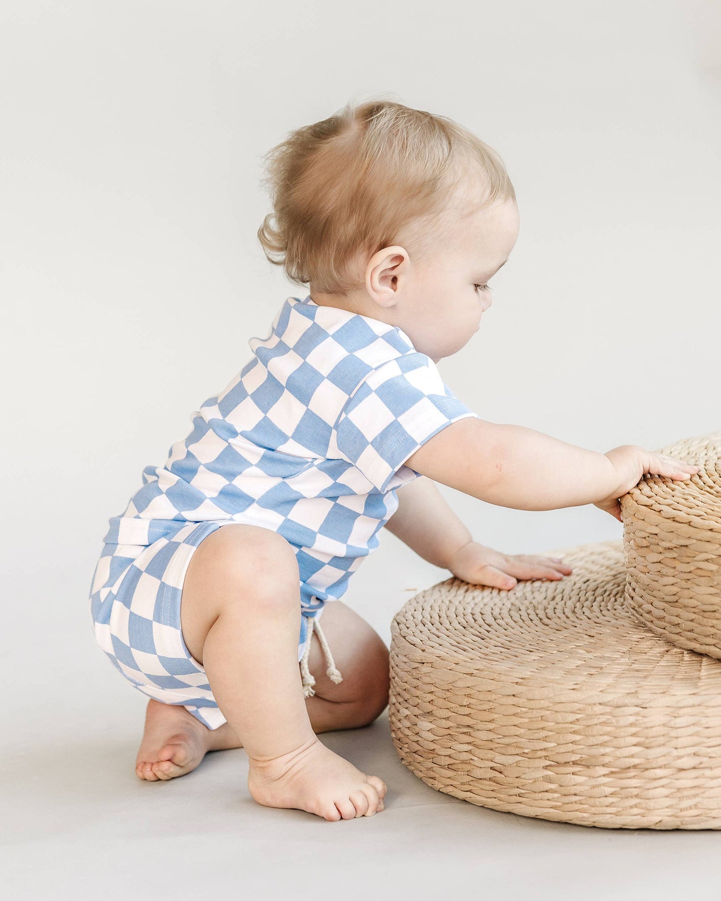 Checkered Shorts Set | Blue: 3T