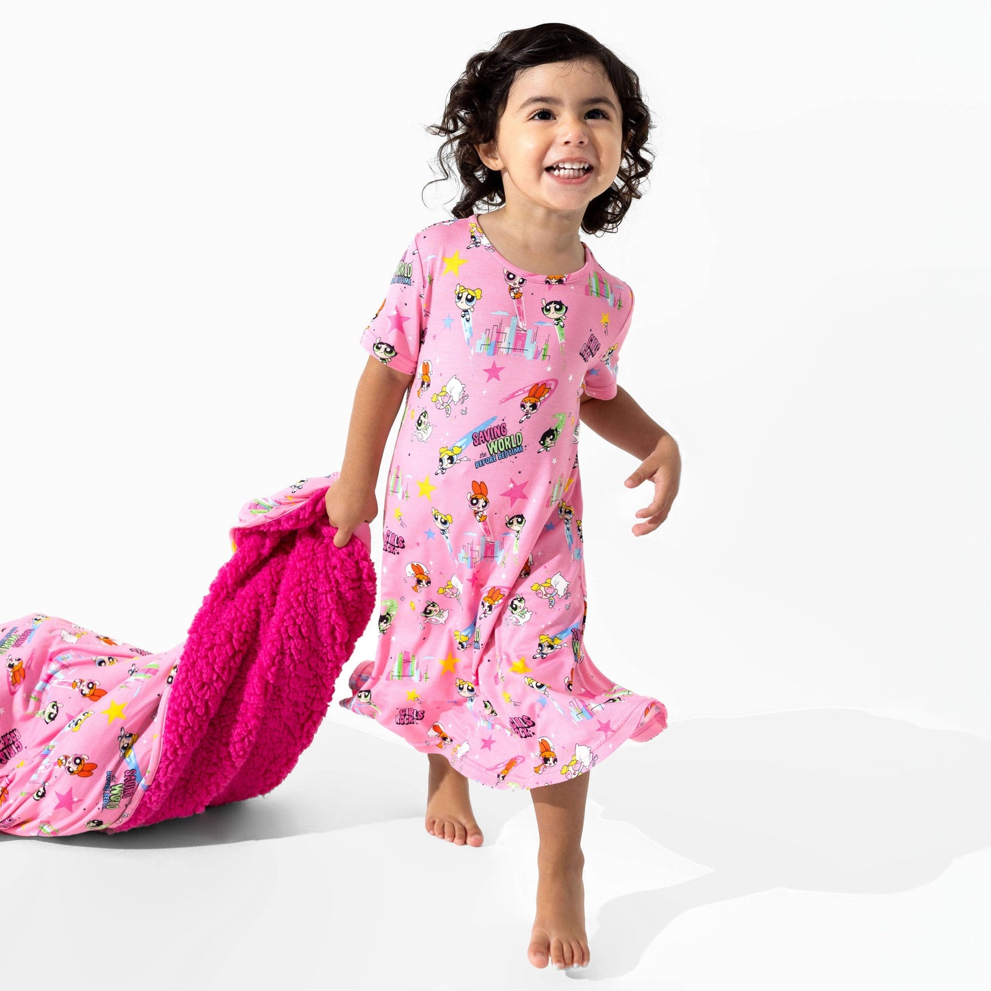 Powerpuff Girls Saving Bedtime Bamboo Sherpa Blanket: 45 x 60 in