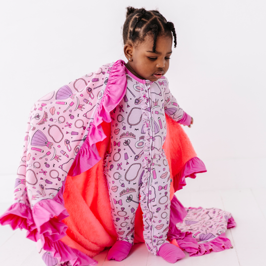 Sleeping Cutie Ruffle Blanket: One Size