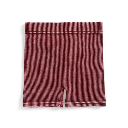 ACID WASH BIKER SHORTS - CRIMSON: 12/18M