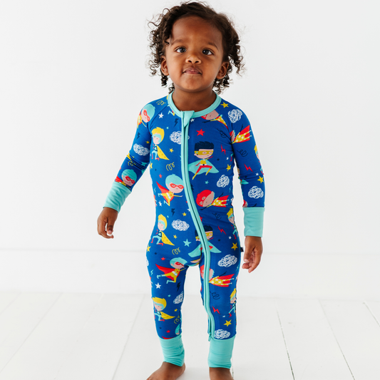 Cozy & Courageous Superhero Convertible Footie: 6-12 Months