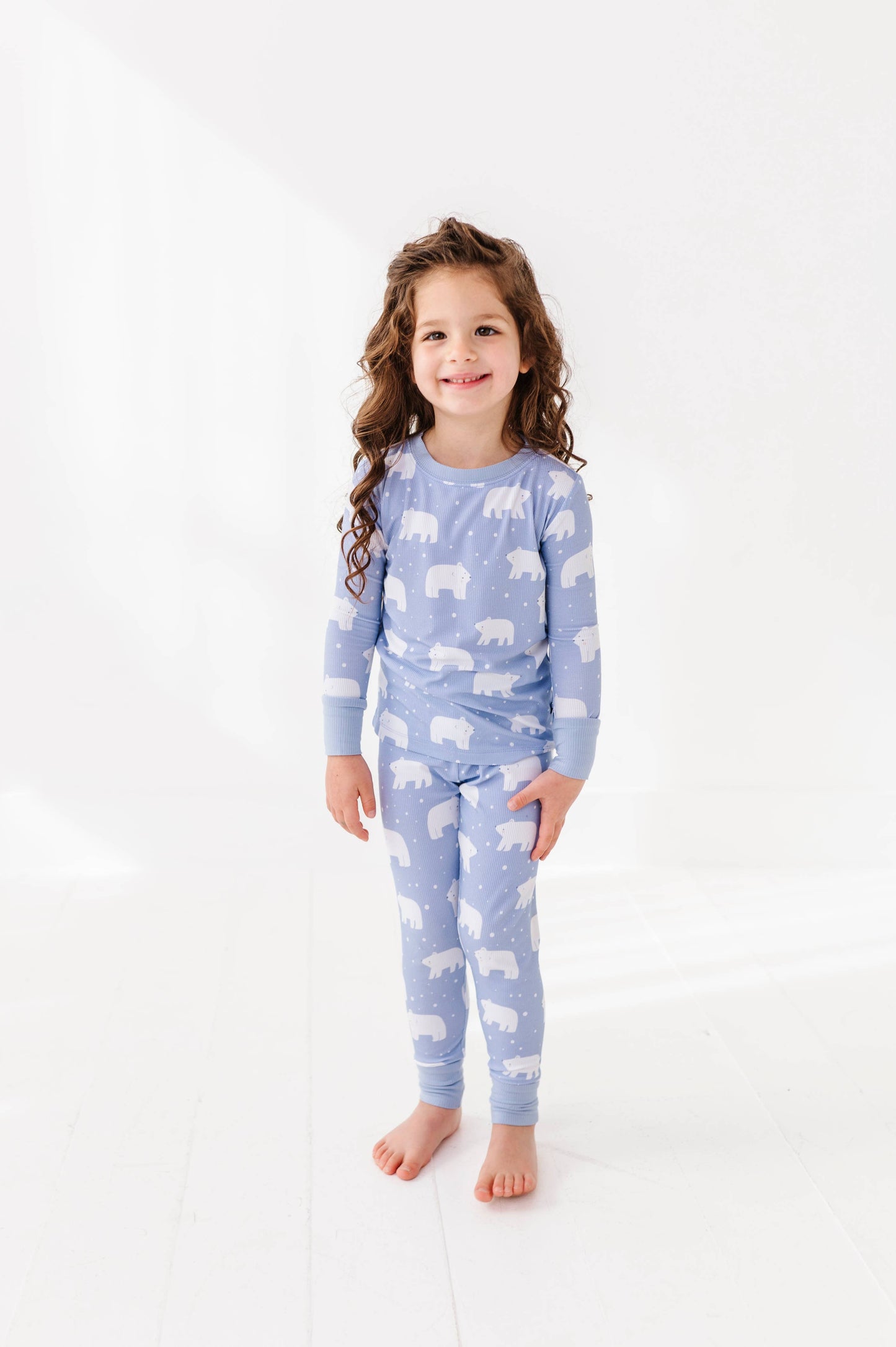 Stay Chill Polar Bear Ribbed Kids Pajamas