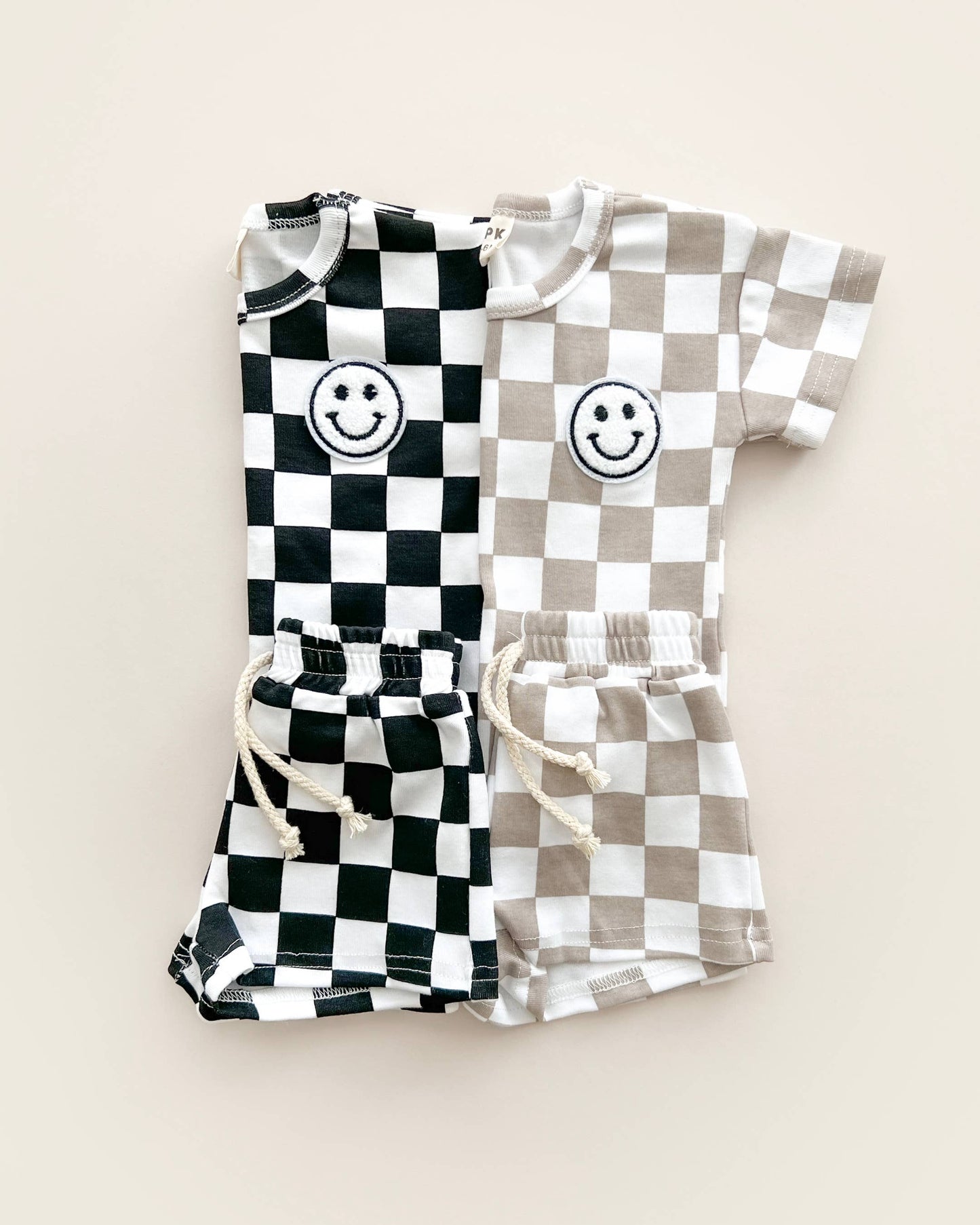 Checkered Shorts Set | Latte: 2T
