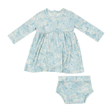 Simple Dress & Bloomer- BLUE MEADOW FLORAL