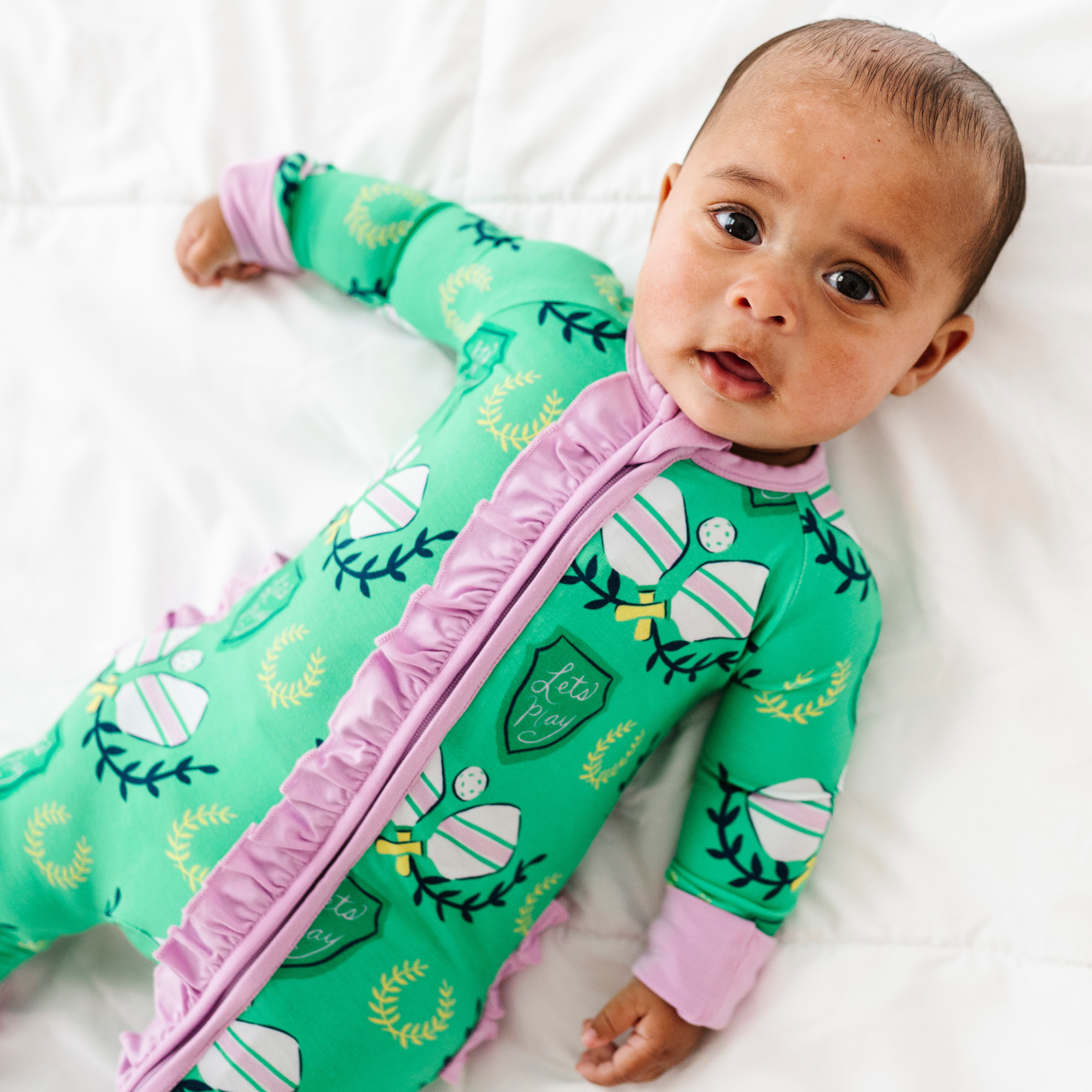 In a Pickle(ball) Convertible Footies with Ruffle: 3-6 Months