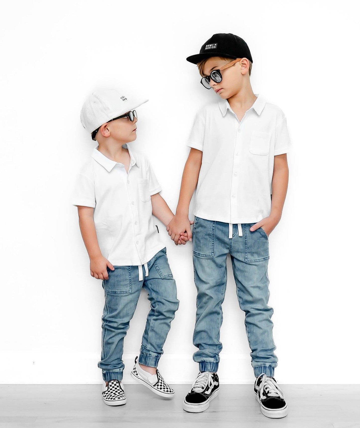 BAMBOO RIBBED BUTTON UP - WHITE: 12-18M