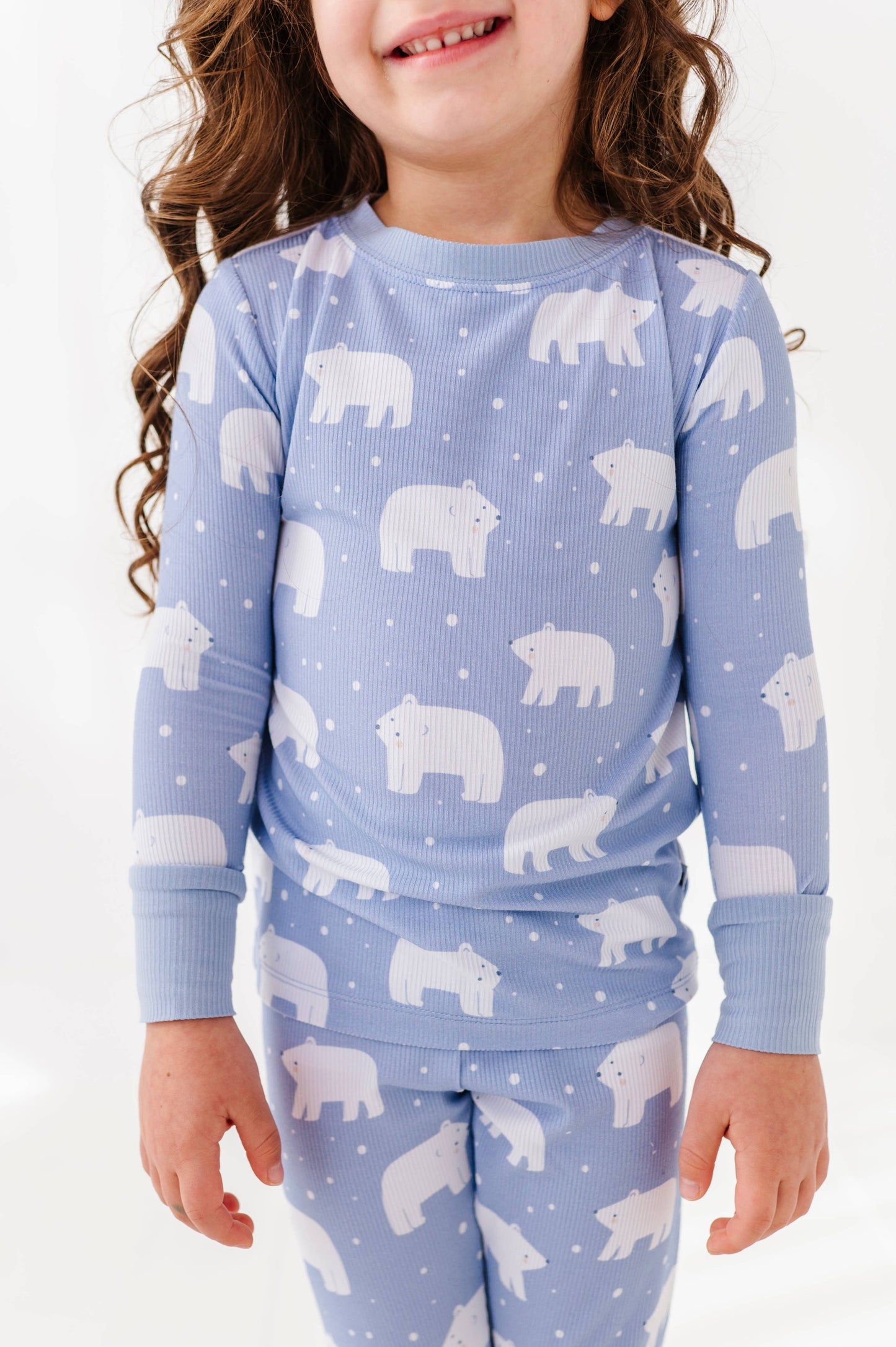 Stay Chill Polar Bear Ribbed Kids Pajamas