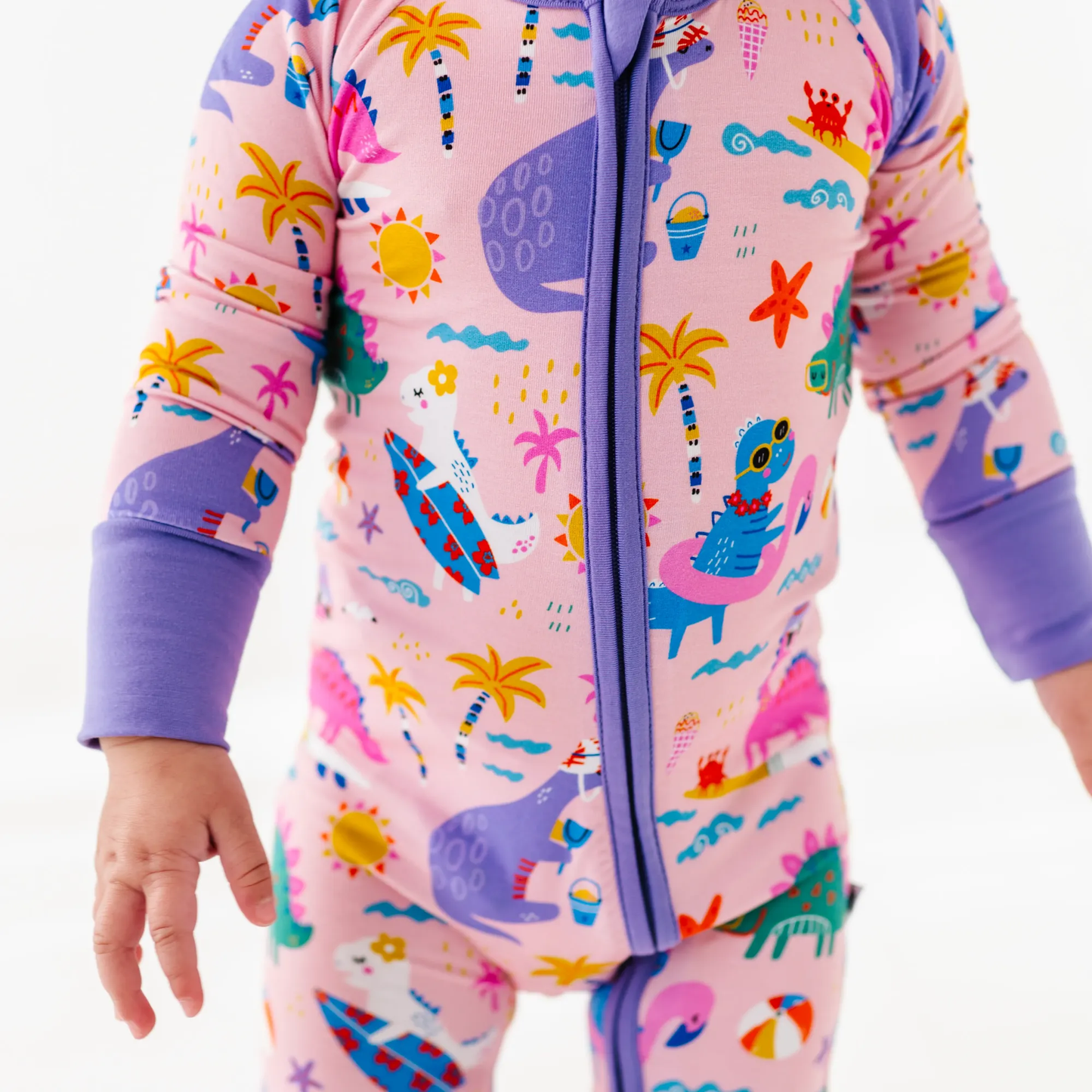 Pink Dino Convertible Footie: 6-12 Months