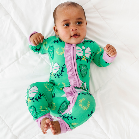 In a Pickle(ball) Convertible Footies with Ruffle: 3-6 Months