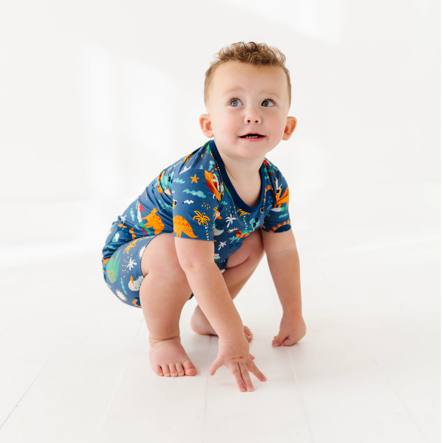 Blue Dino Toddler/Big Kid Shorts Pajamas: 5/6T