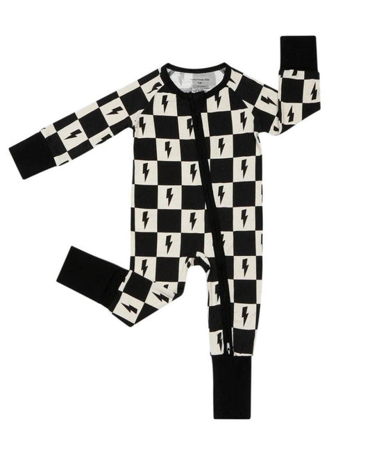 Bamboo Baby Clothing Zip Romper | Checks & Bolts: 18-24M