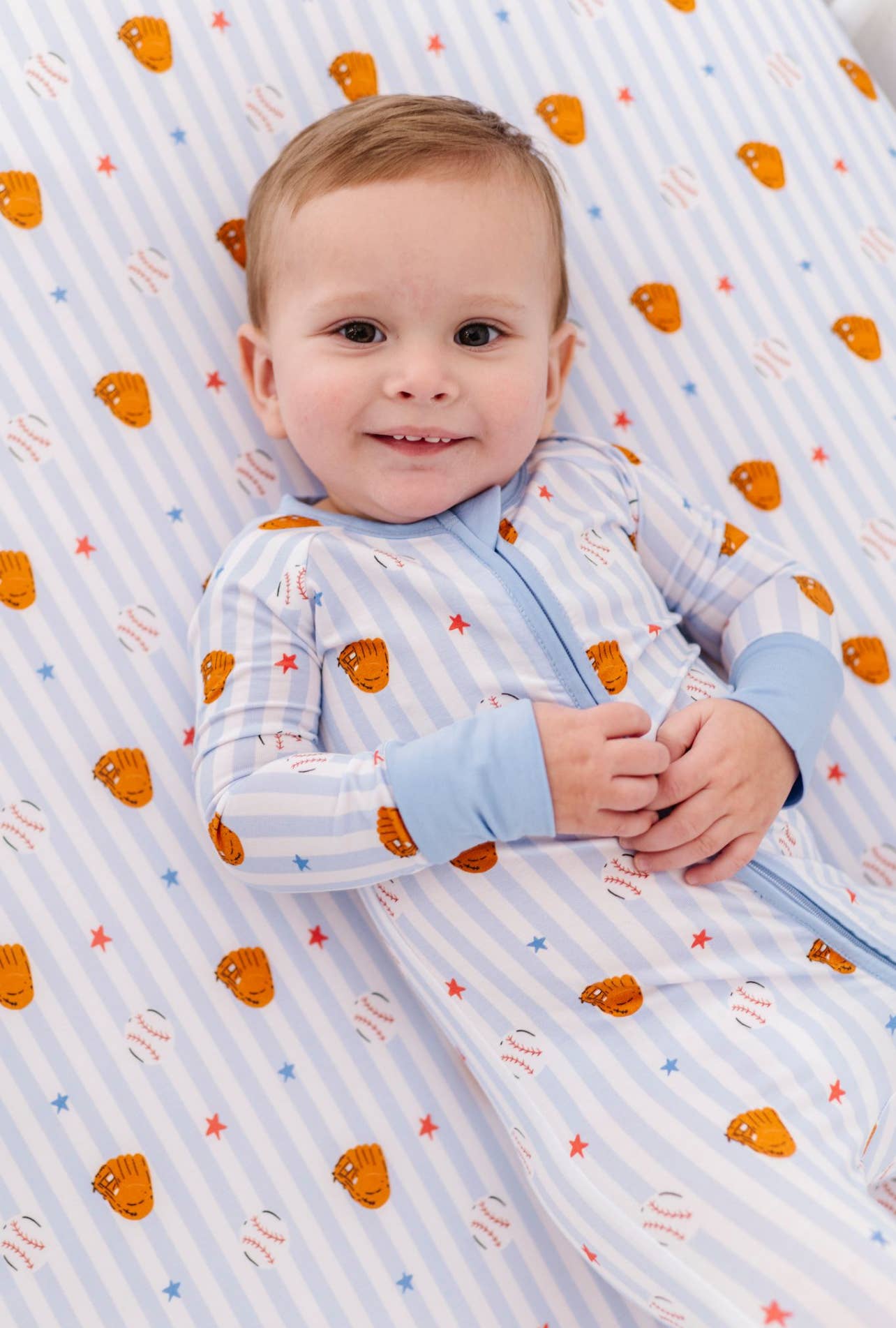 Stripe Baseball Convertible Footie: 6-12 Months