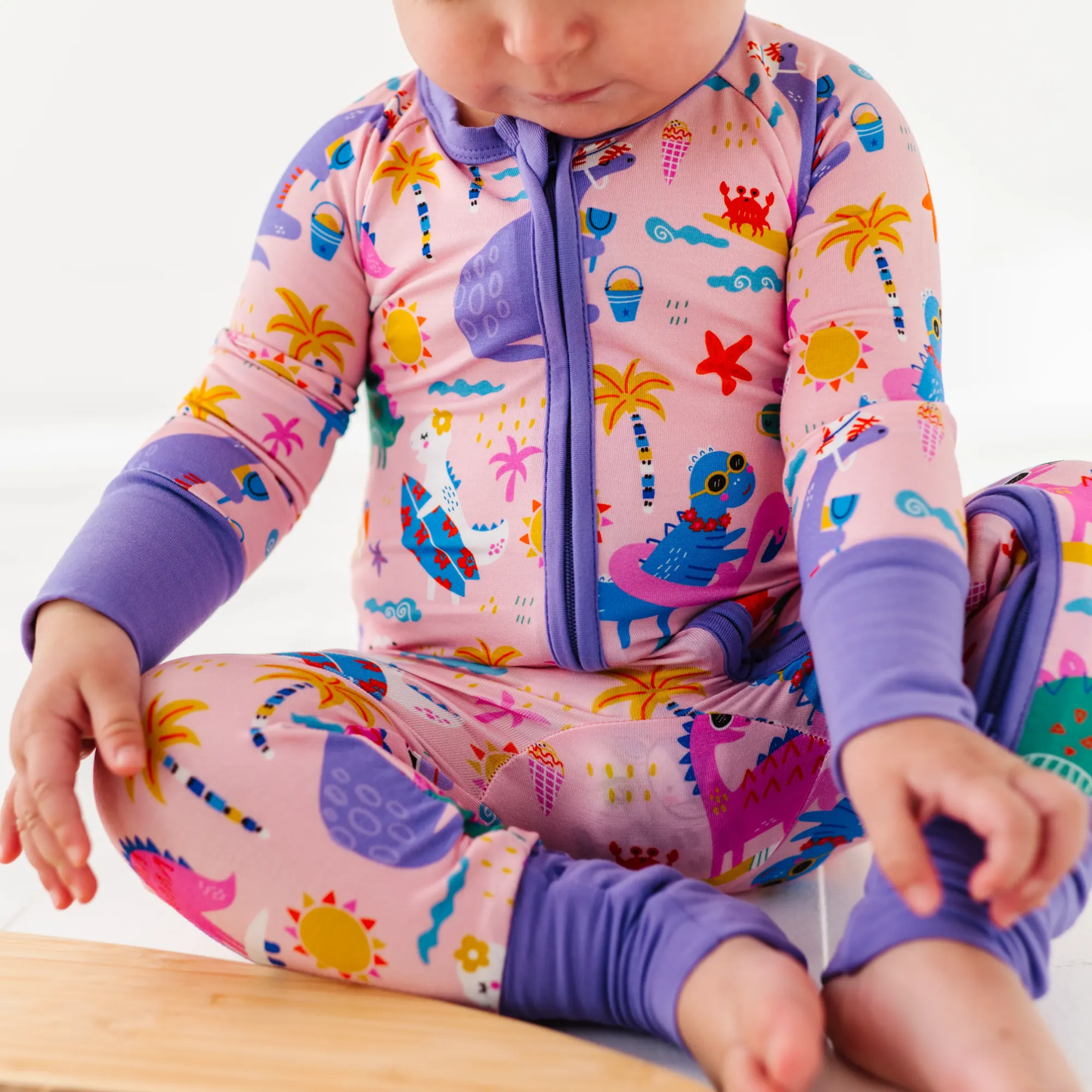 Pink Dino Convertible Footie: 6-12 Months