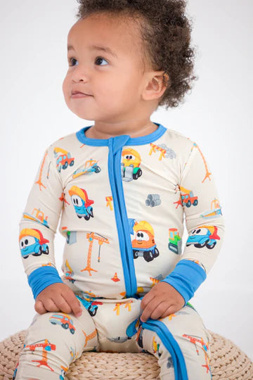 Bamboo Convertible Romper- LEO THE TRUCK CONSTRUCTION BUDDIES