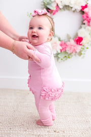 Birdie Bean Ruffle Convertible Romper- PINK POINTELLE
