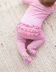 Birdie Bean Ruffle Convertible Romper- PINK POINTELLE