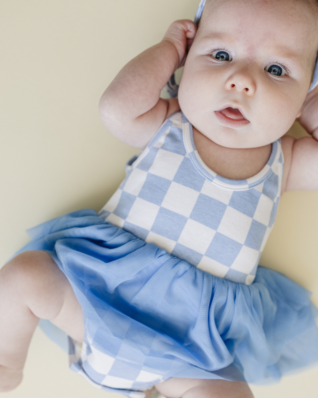 Tutu Romper | Checkered Blue: 2T