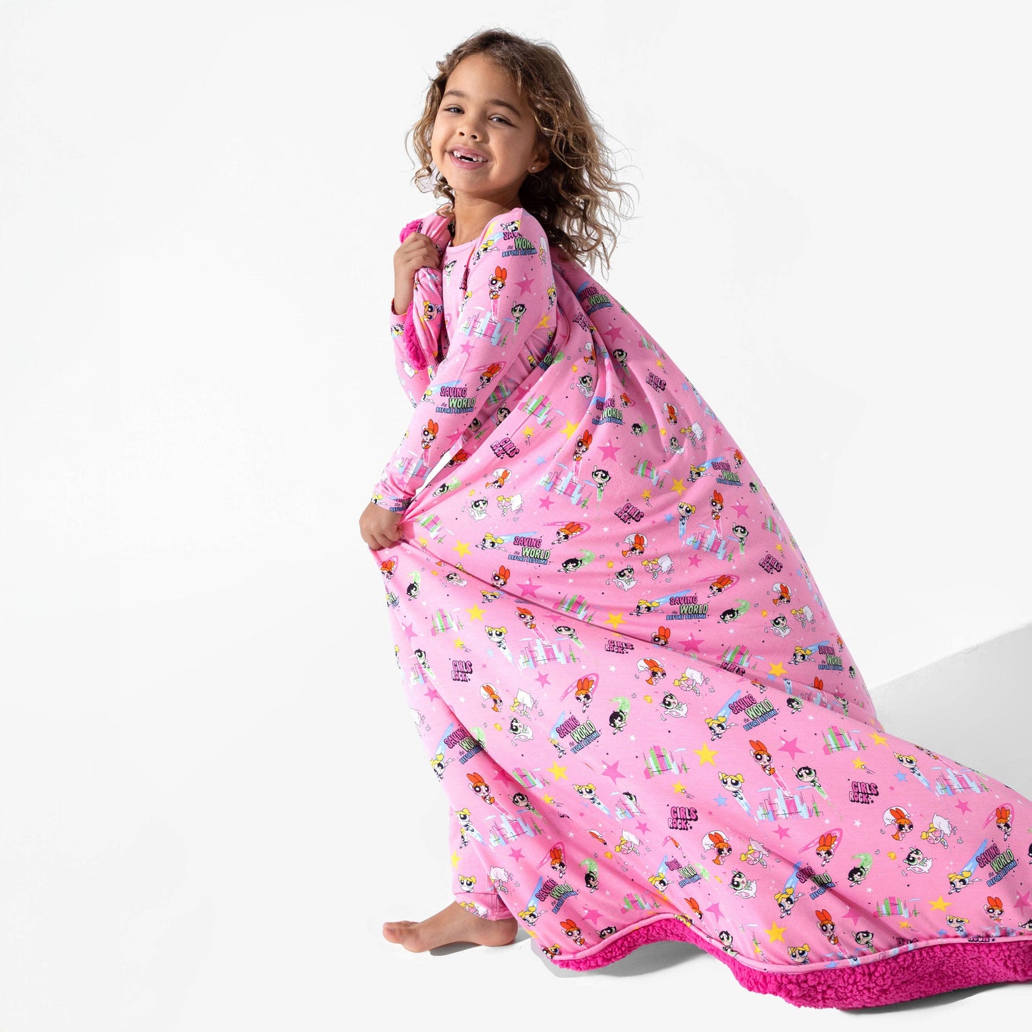 Powerpuff Girls Saving Bedtime Bamboo Sherpa Blanket: 45 x 60 in