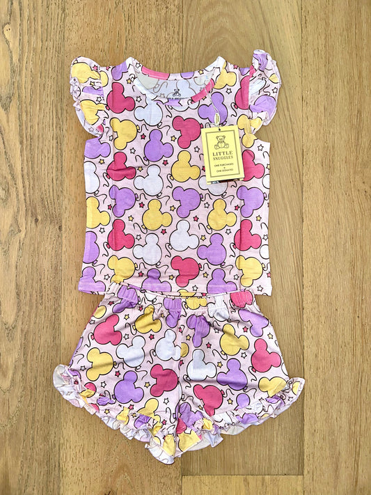 Bamboo Flutter Sleeve & Shorts Lounge Set (Olivia)- PARK FUN MINI BALLOONS