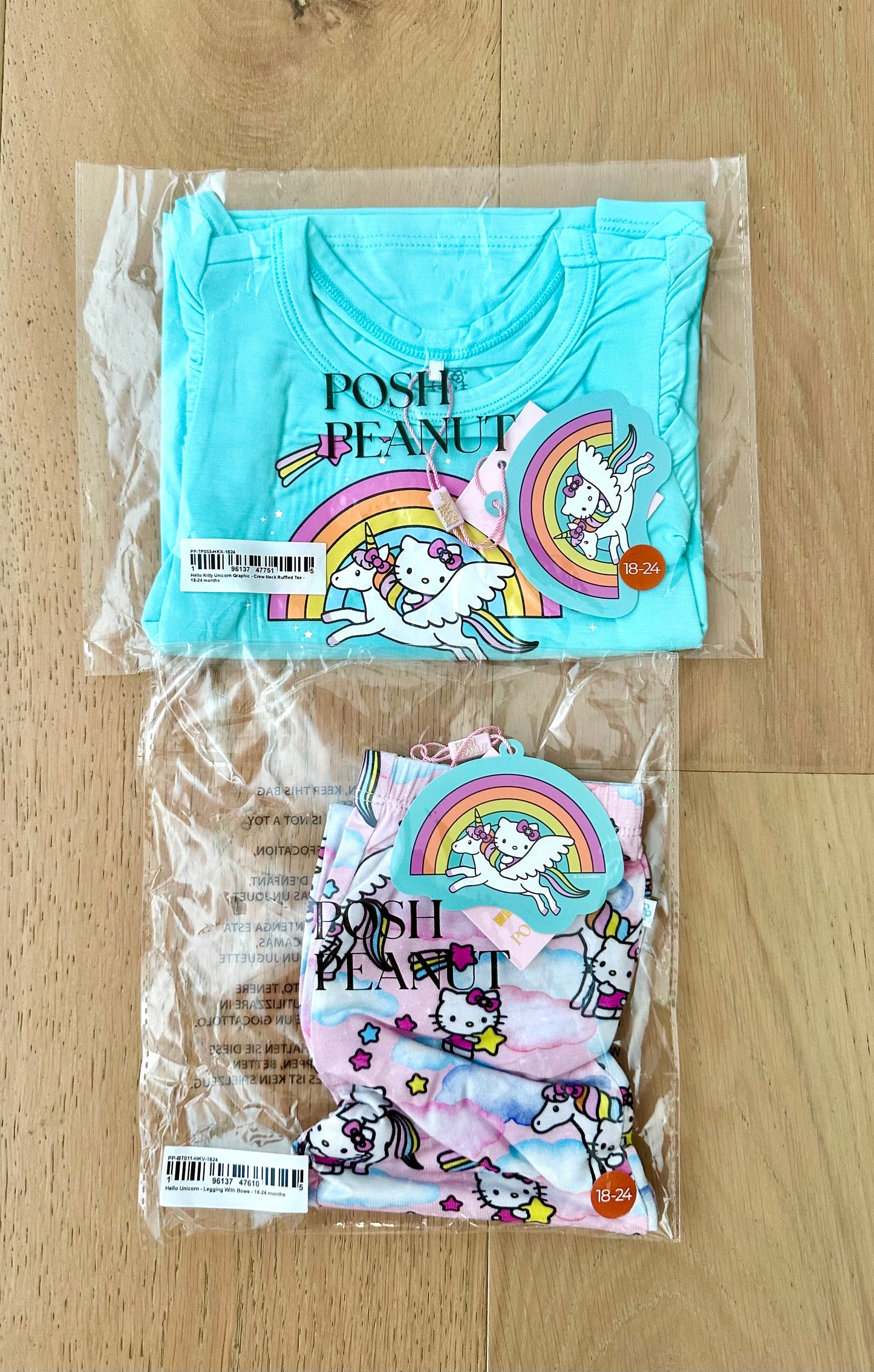 Posh Peanut Hello Unicorn Graphic Ruffle Sleeve Tee & Legging Set- 18/24M