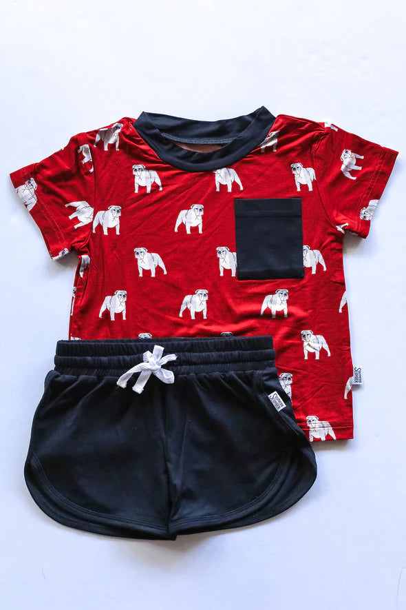 Bamboo Varsity T-Shirt & Short Set- RED BULLDOG GEORGIA