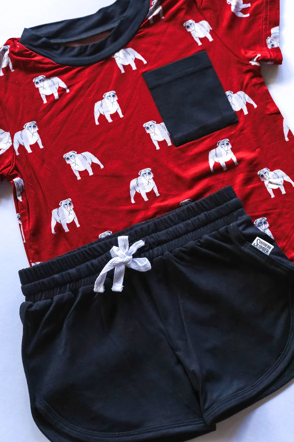 Bamboo Varsity T-Shirt & Short Set- RED BULLDOG GEORGIA