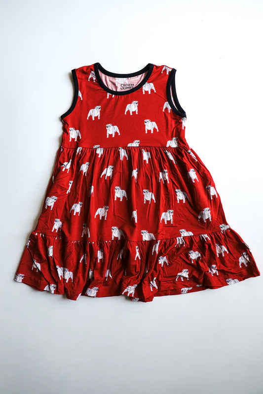 Bamboo Tiered Twirl Dress with Pockets- RED BULLDOG GEORGIA