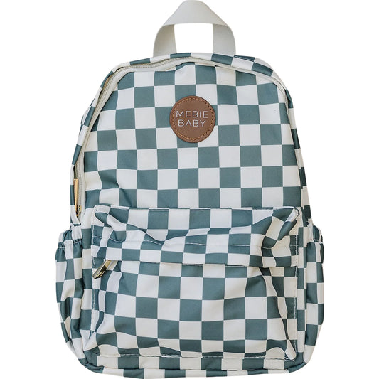 Mebie Baby Mini Backpack- Green Gray Checkered