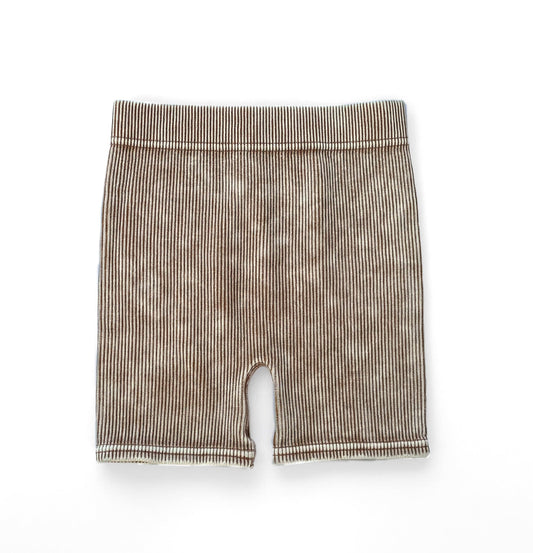 ACID WASH BIKER SHORTS - CAMEL: 4T