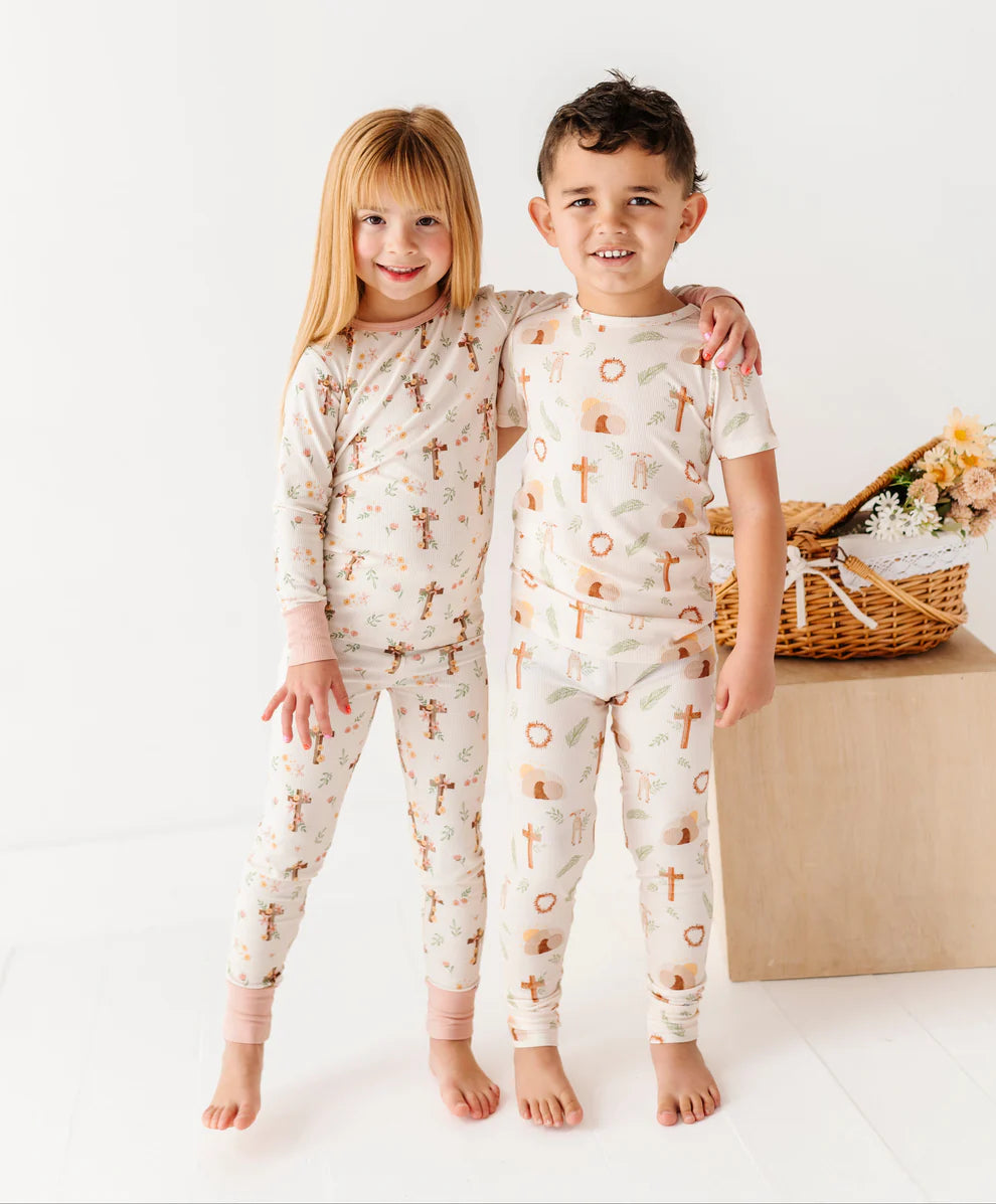 2pc Ribbed Long Pajama Set- FAITH