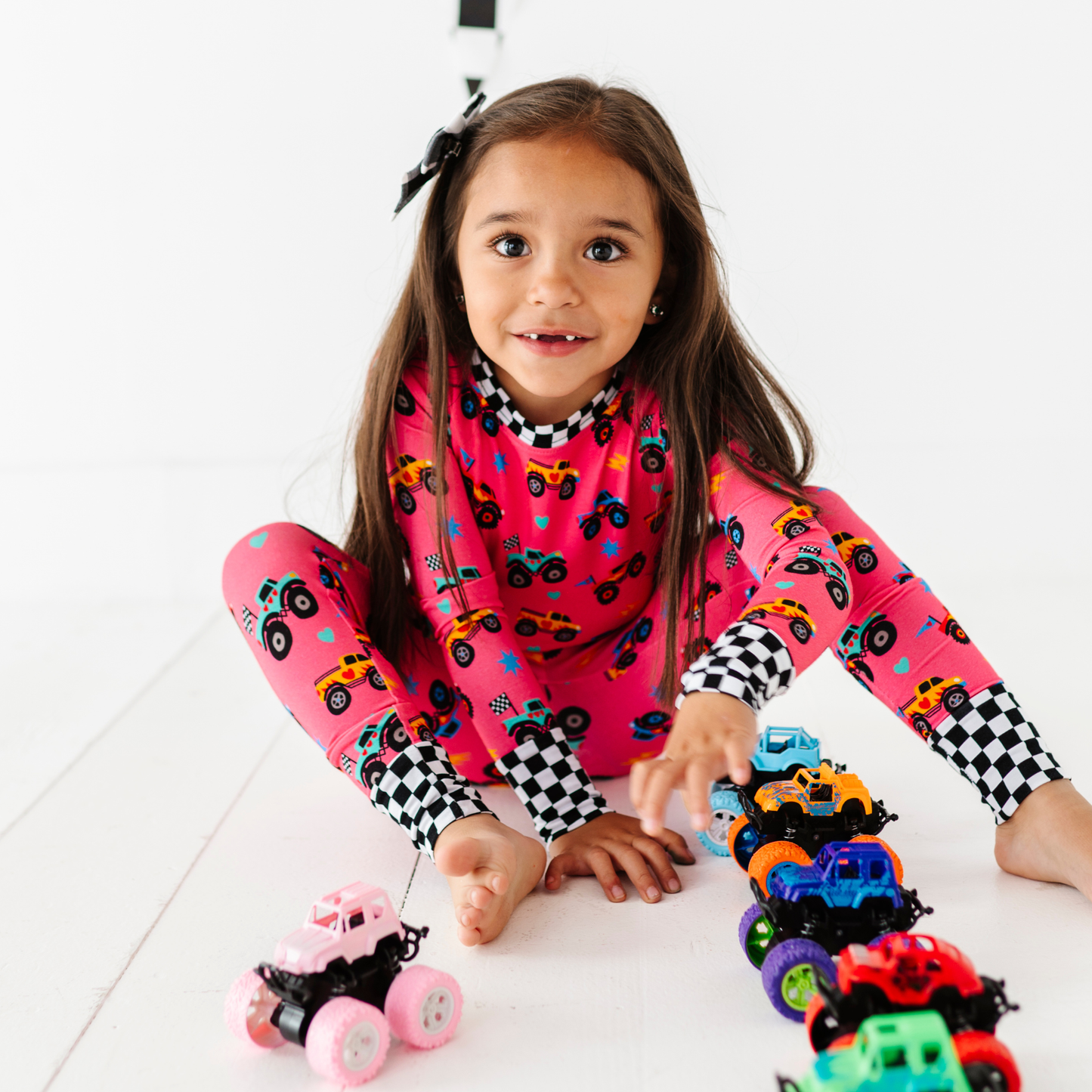 Pink Monster Trucks Kids Pajamas: 4T