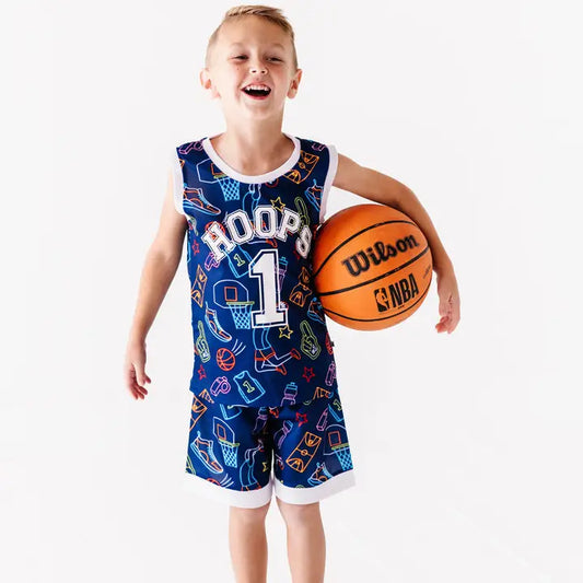 Toddler/Big Kid Jersey Set- NOTHIN' BUT NEON HOOPS