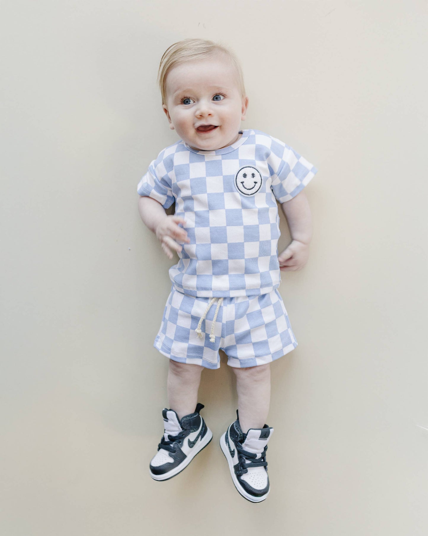 Checkered Shorts Set | Blue: 3T