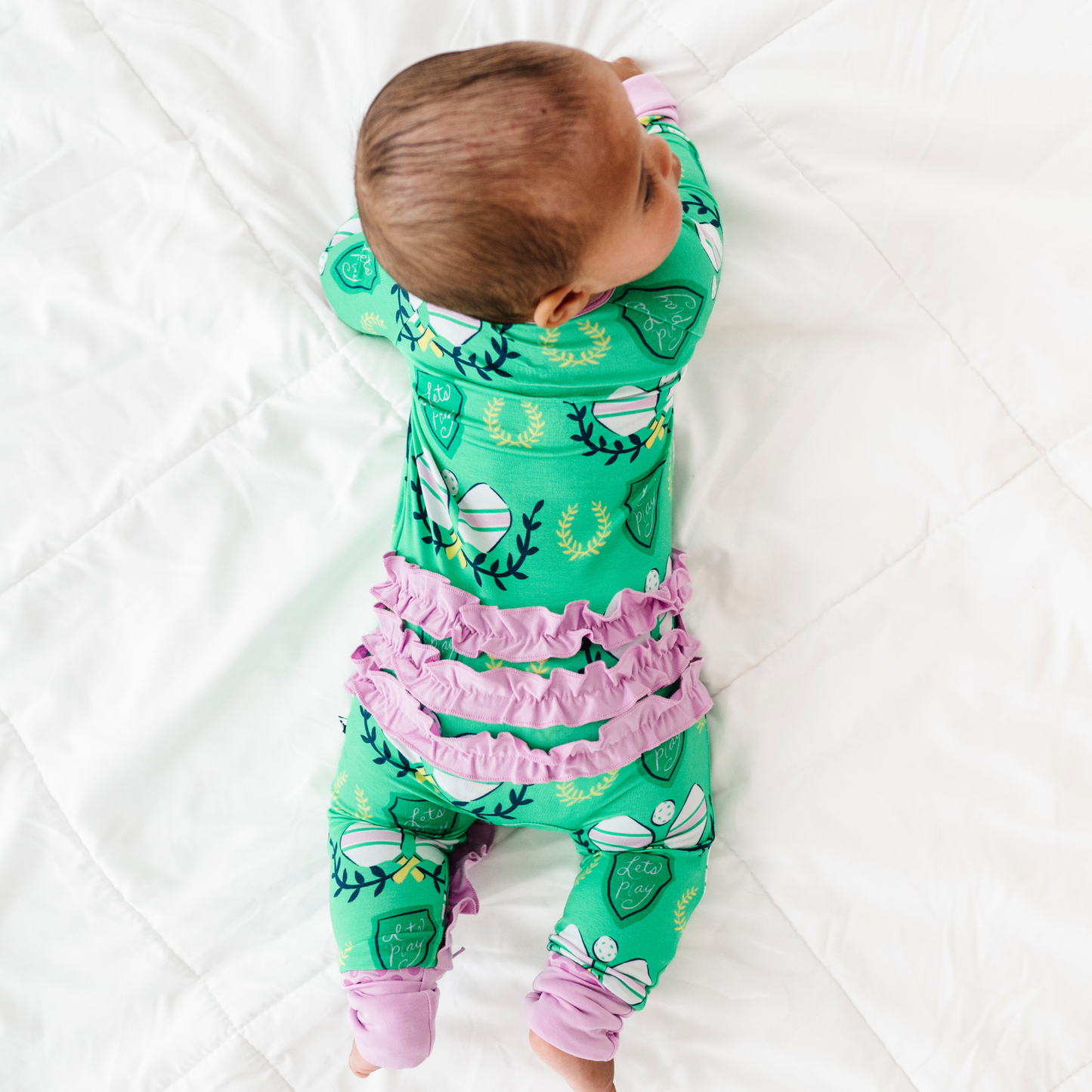 In a Pickle(ball) Convertible Footies with Ruffle: 3-6 Months