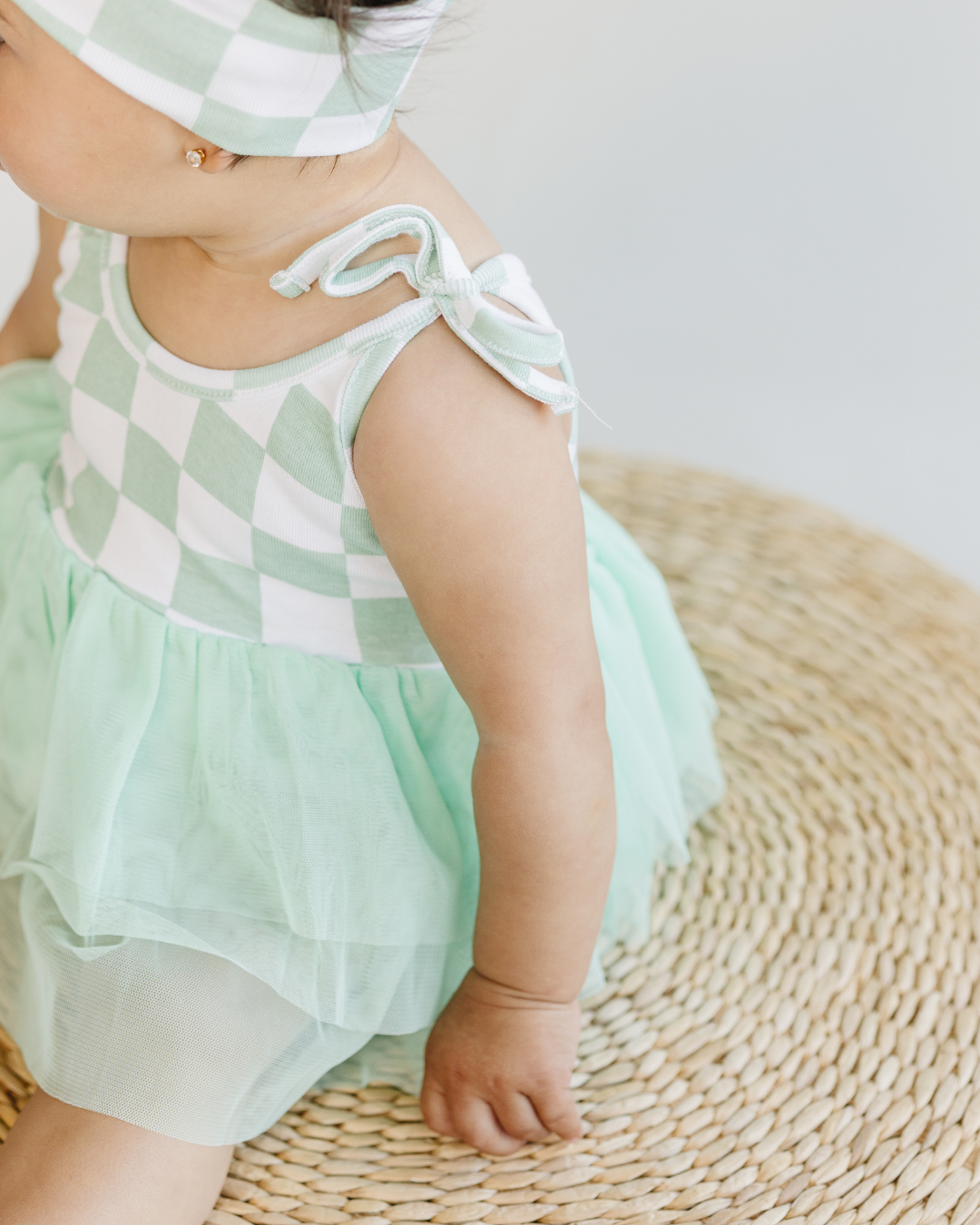 Tutu Romper | Checkered Mint: 12-18M