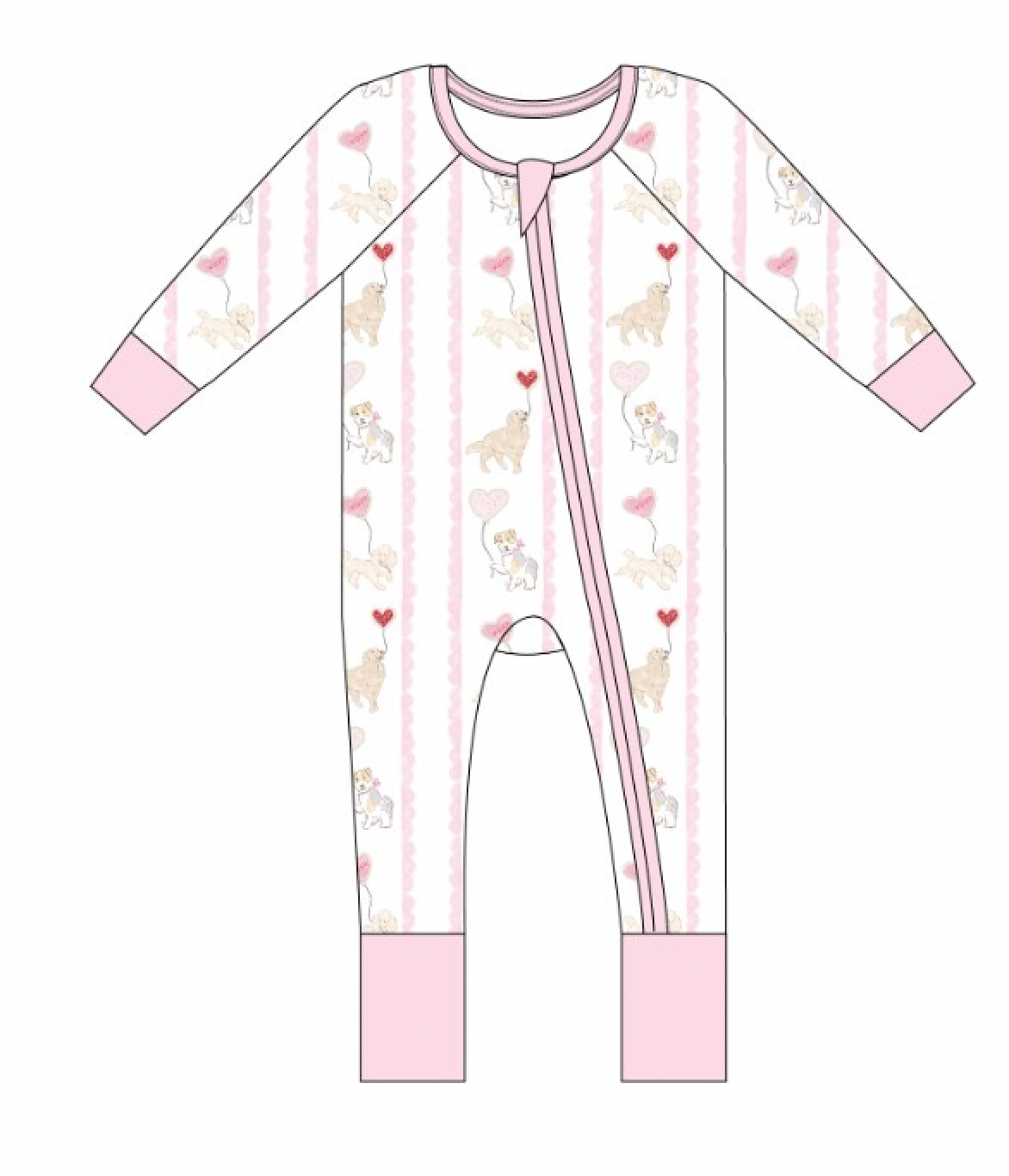 Dog Valentines Convertible Footies: 0-3 Months