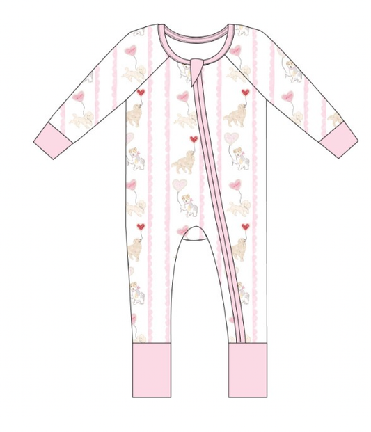 Dog Valentines Convertible Footies: 6-12 Months
