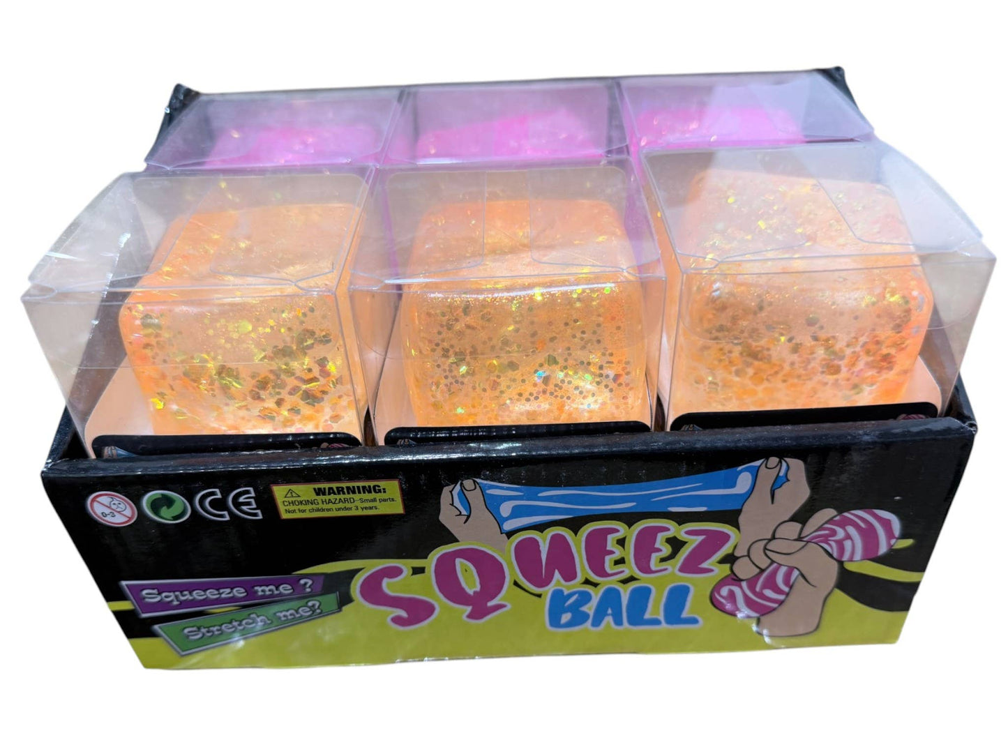 Assorted Glitter Squishy Cube 12ct PDQ