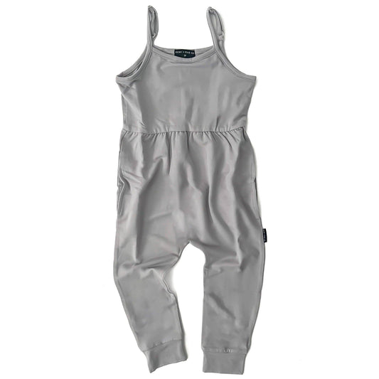 BAMBOO ADJUSTABLE PANTS ROMPER - FROST: 18-24M