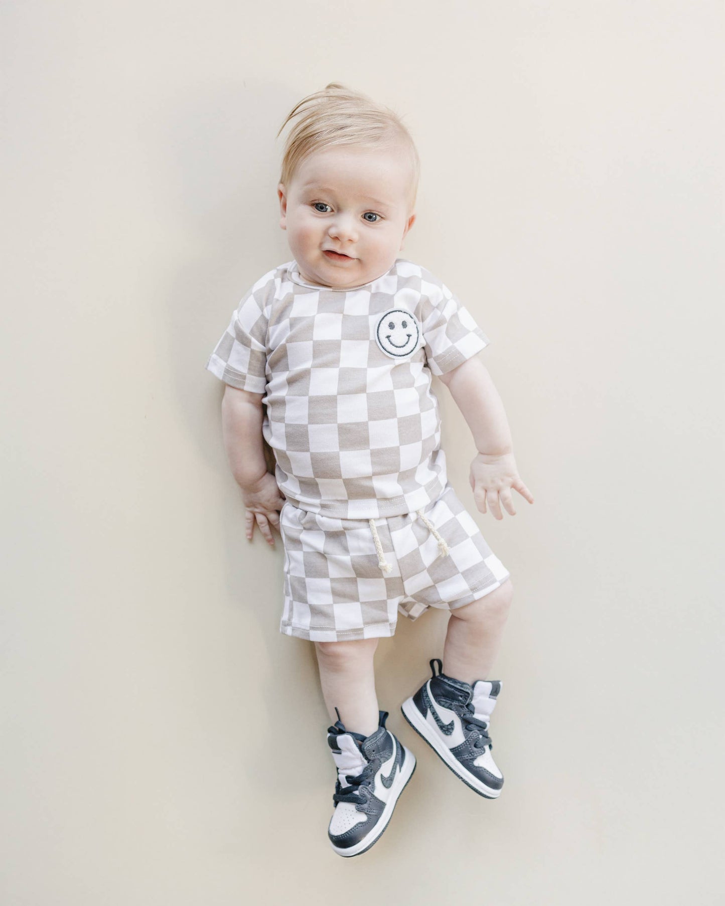 Checkered Shorts Set | Latte: 2T
