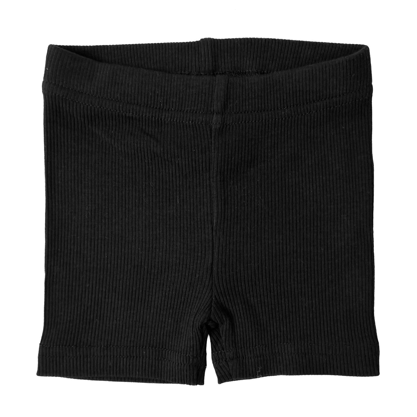 BAMBOO RIBBED BIKER SHORTS - BLACK: 12-18M