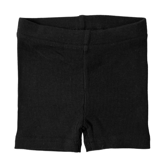 BAMBOO RIBBED BIKER SHORTS - BLACK: 12-18M