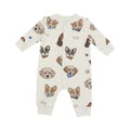 Baseball Collar Romper- VINTAGE PUPPY FACES