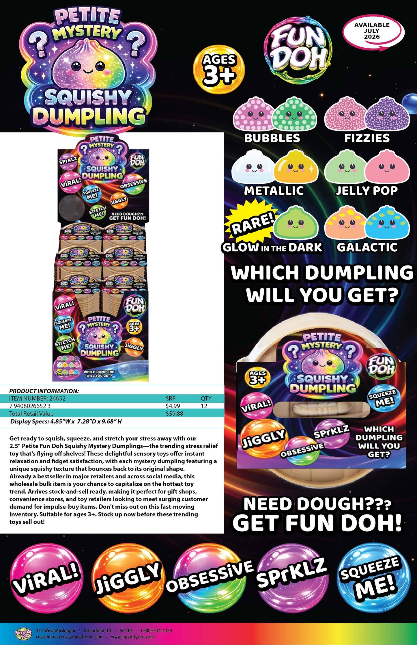 Fun Doh Petite (Mini) 2.5" Mystery Dumpling Squishy Toy: Wholesale Price