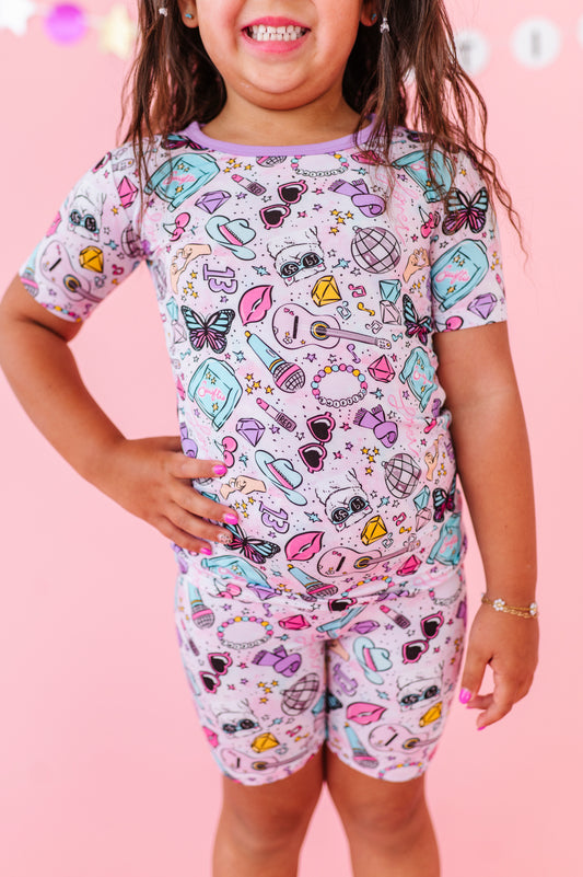 Short Sleeve Pajama Set- LOOK WHAT YOU MADE ME SNOOZE SWIFTIES