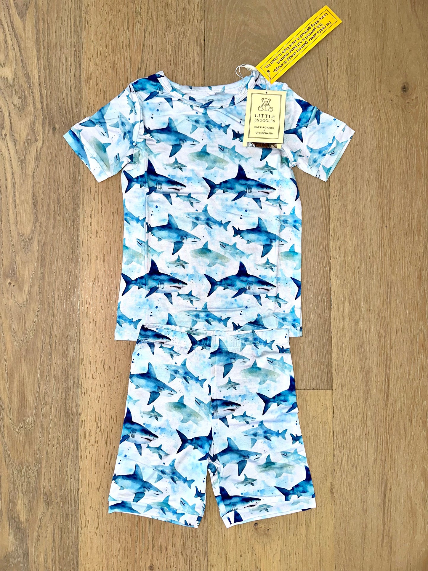Bamboo (Bentley) Short Sleeve Shorts Lounge Set- SWEET SUMMER SHARK ATTACK