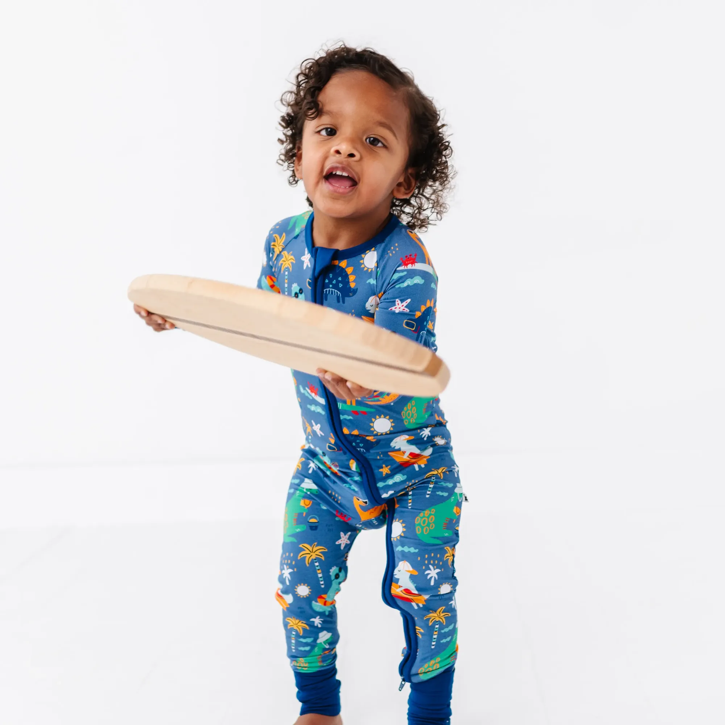 Blue Dino Convertible Footie: 12-18 Months