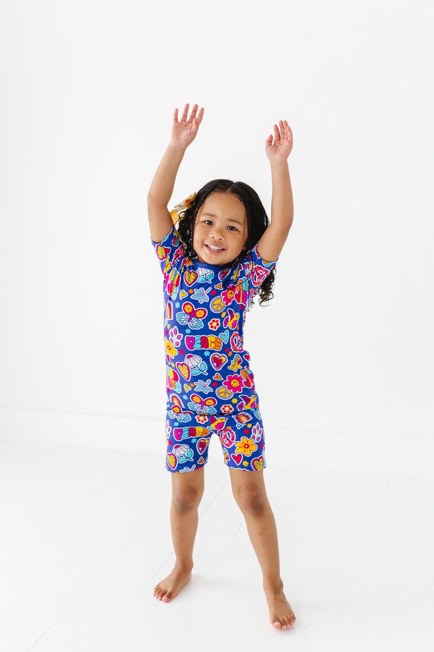 Retro Girl Kids Shorts Pajamas: 4T