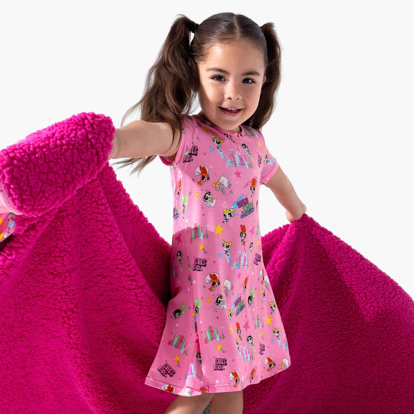 Powerpuff Girls Saving Bedtime Bamboo Sherpa Blanket: 45 x 60 in